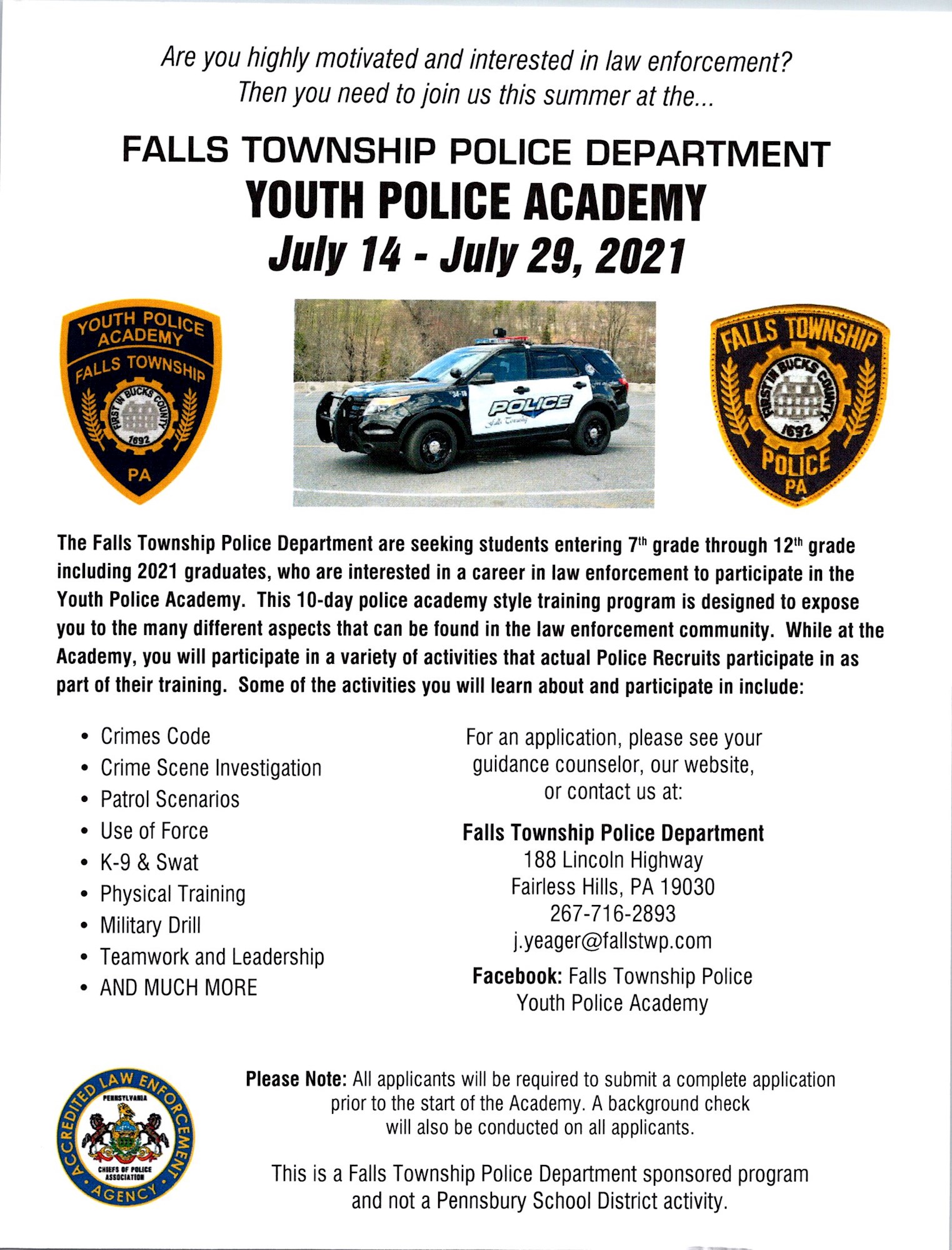 Youth Police Academy Falls Township
