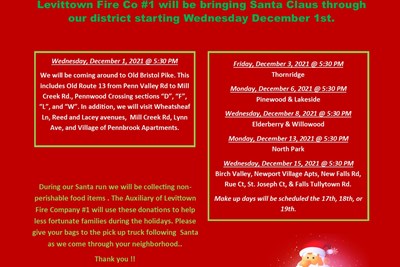 Santa Claus Schedule - Levittown Fire Company #1
