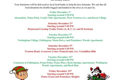 Falls Township Fire Company - Santa will be coming to your neighborhood starting on December 1st!  See the dates/times listed below!!
