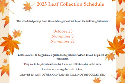 2025 Leaf Collection Schedule