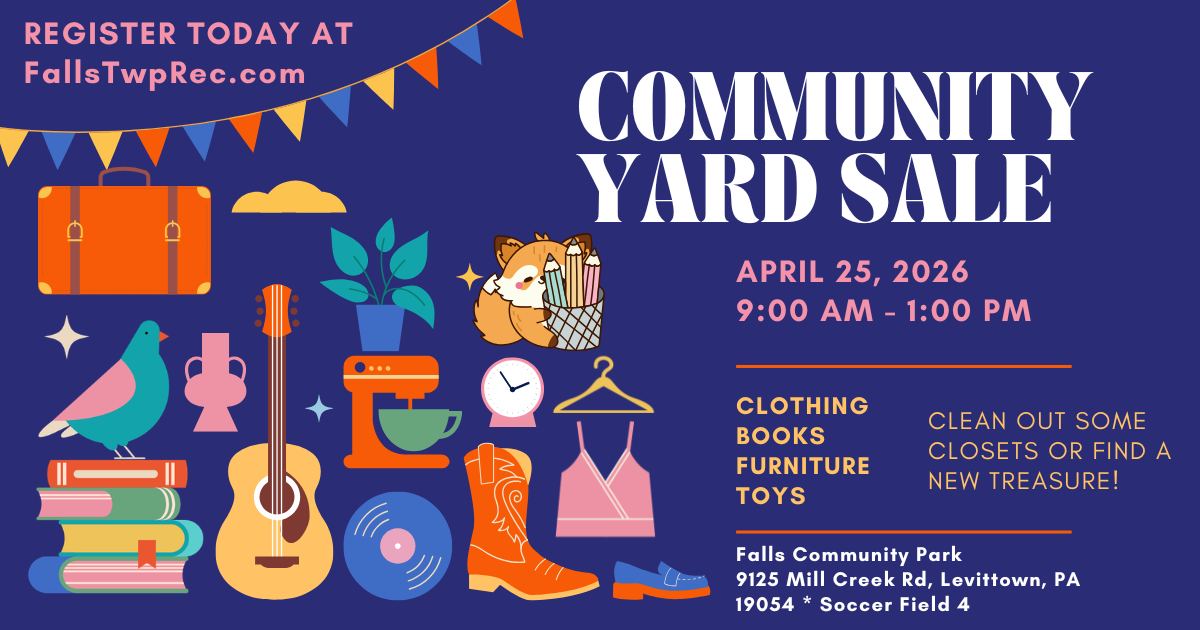 Yard sale postponed until Saturday, May 2, 2026 due to the pending weather forecast.
