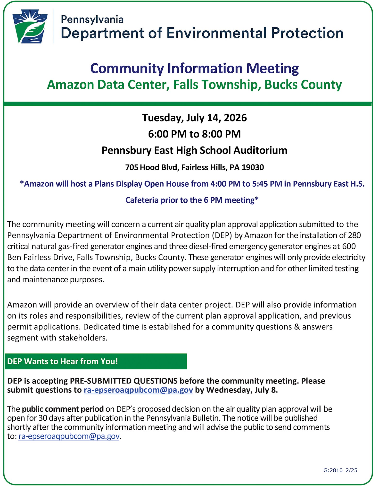 Community Information Meeting - Amazon Data Center